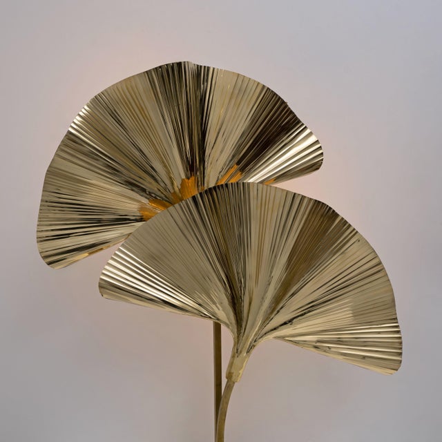 2000 - 2009 Italian Brass Ginkgo Table Lamp, 2000 For Sale - Image 5 of 10