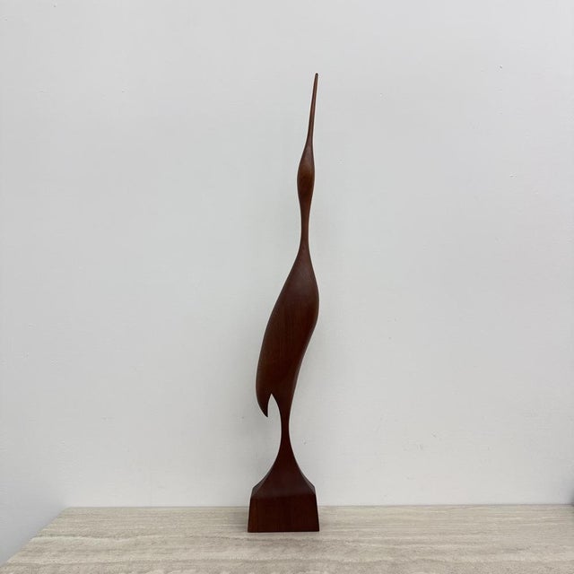 Mid-Century Teak Crane Figurine, 1960s For Sale - Image 15 of 18