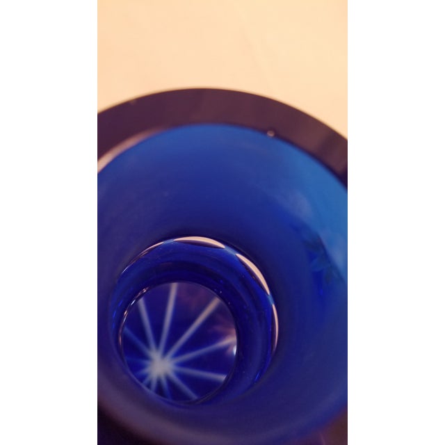 Victorian Era Bohemian Czech Cobalt Cut To Clear Pinwheel And Lotus Design Decanter Chairish