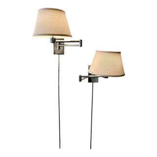 Chrome Wall Mount Swing Arm Lamps by Nessen a Pair For Sale