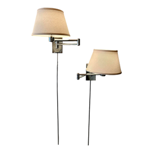 Chrome Wall Mount Swing Arm Lamps by Nessen a Pair