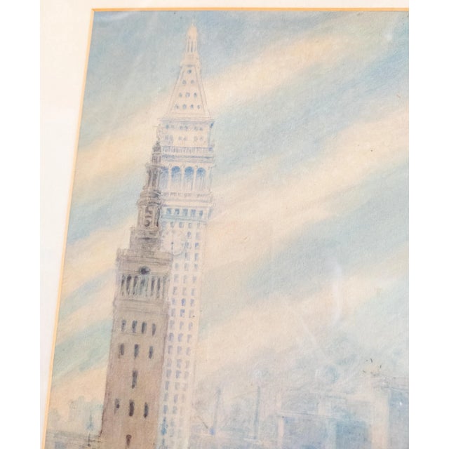 Blue 1930's Architectural Watercolor Study Painting of New York City For Sale - Image 8 of 12