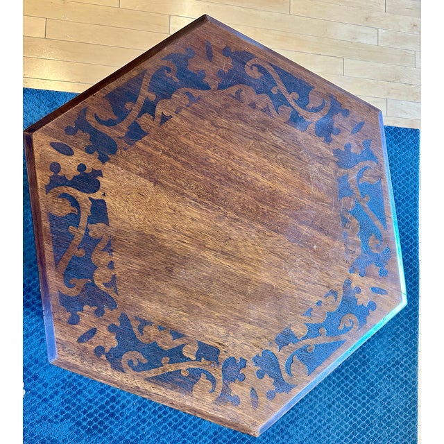 Early 1900’s John Fenton Designed Hexagon Wood Table Sourced From O’Conner & Moffitt & Co. Of San Francisco For Sale - Image 14 of 14