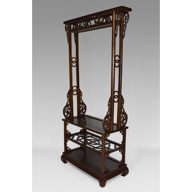 Asian Coat Rack in Carved Wood with Dragons, 1940s For Sale - Image 6 of 18