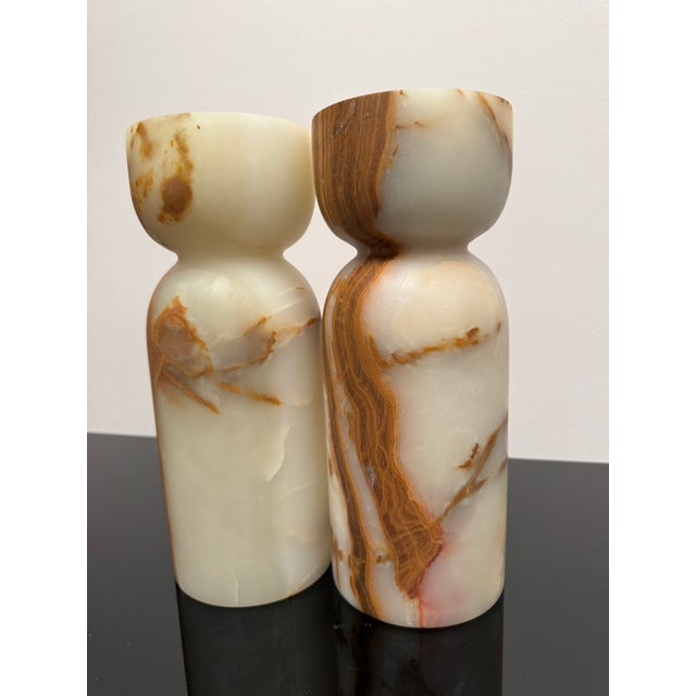 Pair of Stone Candle Holders for Pillar Candles For Sale - Image 6 of 12
