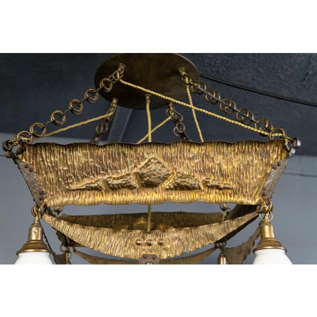 Metal Art Nouveau Ceiling Lamp Chandelier For Sale - Image 7 of 18