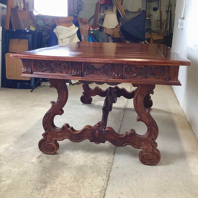Spanish Renaissance Revival Carved Dining Table by Berkey & Gay, 20th Century For Sale - Image 4 of 12