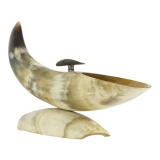 Natural Bull Horn Cigar Ashtray For Sale