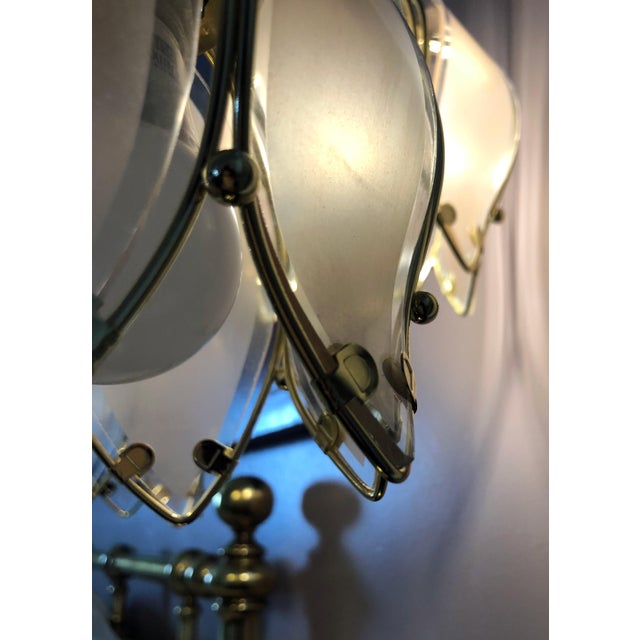 1980s Hollywood Regency Art Deco Brass & Glass Tulip Lamp Chairish