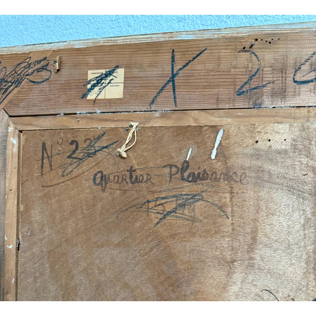 Mid 20th Century Charles Chartier, Charles Chartier 1951 French Cubist Modernist Oil Painting Surreal Paris Village, 1951 For Sale - Image 5 of 13