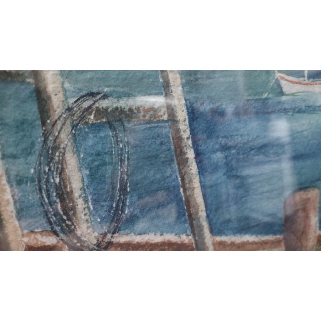 Coastal Late 20th Century Maxwell Mandell Fishing Cove Watercolor Painting For Sale - Image 3 of 10