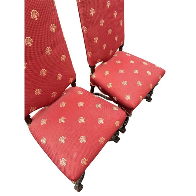 Red Pair of Vintage Baroque Style Accent Chairs For Sale - Image 8 of 9