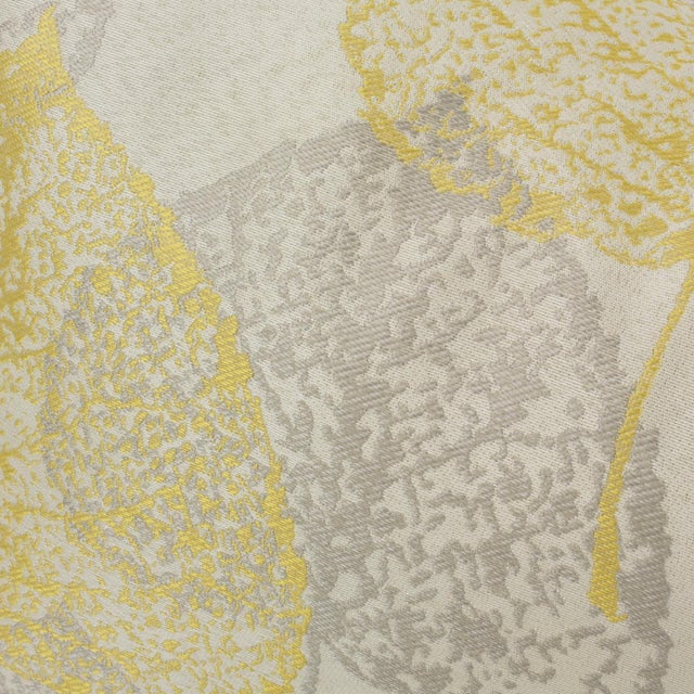 Textile Silver Gray and Yellow Damask Throw Pillows, a pair For Sale - Image 7 of 10