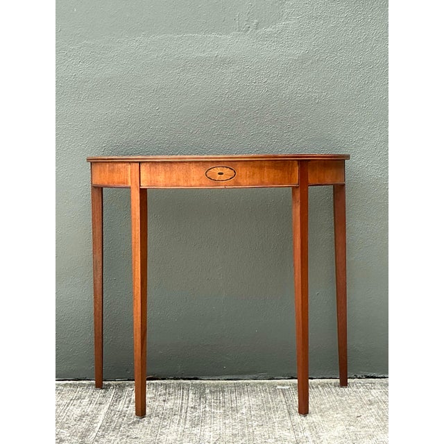 Vintage Regency Inlay Scallop Demilune Table For Sale - Image 9 of 12