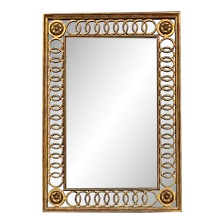 Mid-Century Neo-Classical Style Carved Giltwood Italian Mirror For Sale