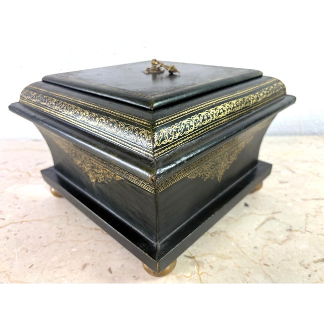 Mid 20th Century Italian Tooled Leather Dresser Box For Sale - Image 11 of 11