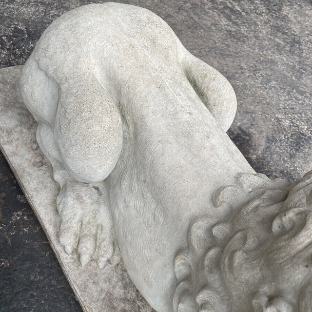 Vintage Large Concrete Lion Statue With Roaring Expression Chairish