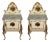 Late 19th Century Pair of White Venetian Nightstands with Marble Top and Crest Handpainted Motifs For Sale