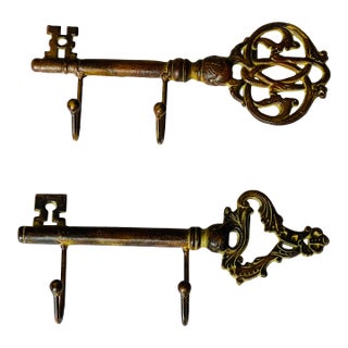 Pair of Vintage Brass Wall Key Hangers For Sale