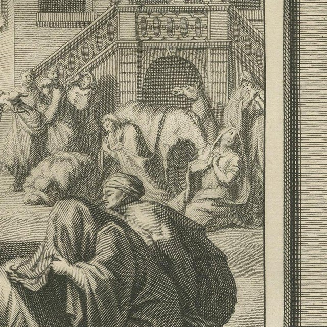 Pieter Mortier, Jonah Preaches at Nineveh and Jonah Under the Gourd, 1700, Engraving For Sale - Image 6 of 12