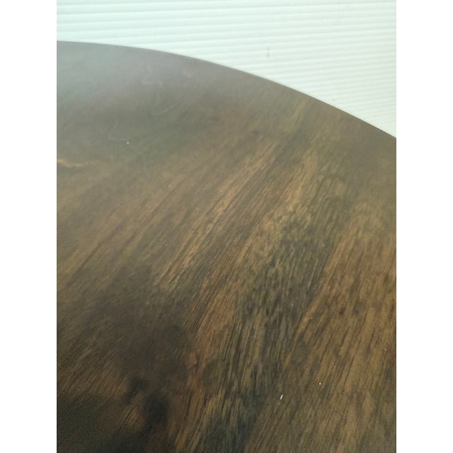 Walnut Wood + Brass Side Table, 30 Inch Round For Sale In San Francisco - Image 6 of 12