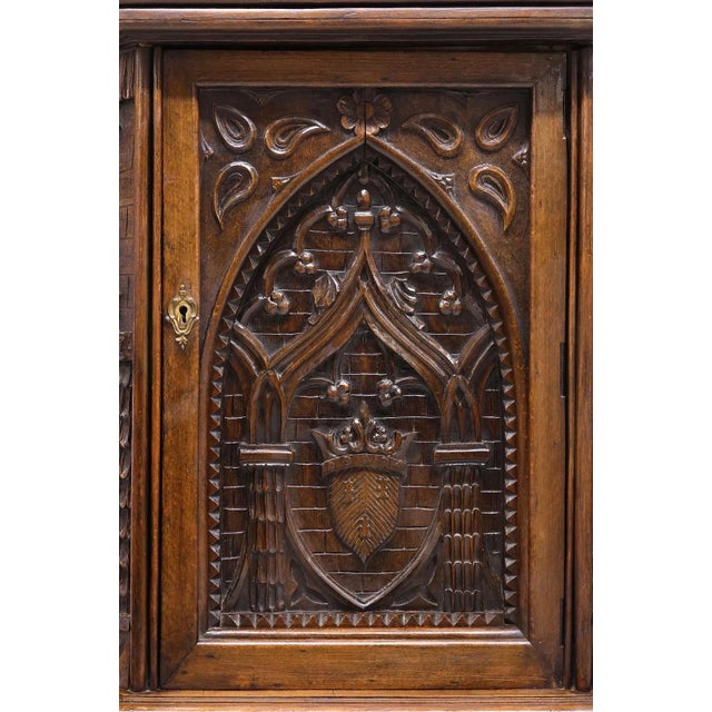 1800's French, Gothic Revival, Highly Carved, Oak Credence Cupboard / Cabinet! For Sale - Image 9 of 9