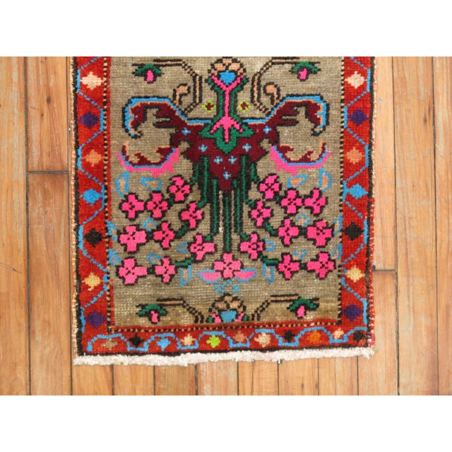Vintage Zabihi Collection Botanical Turkish Small Rug For Sale - Image 4 of 4