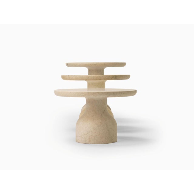 Peso Minimalist Round Side Table in Limestone by Depping & Jørgensen For Sale - Image 4 of 10