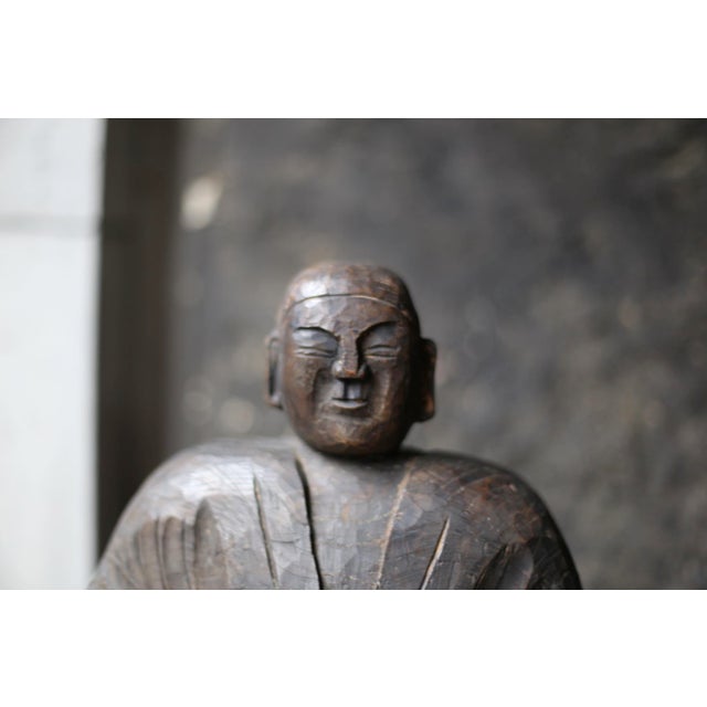Early 19th Century Antique Wood Figure “Kobo Daishi” For Sale - Image 9 of 12