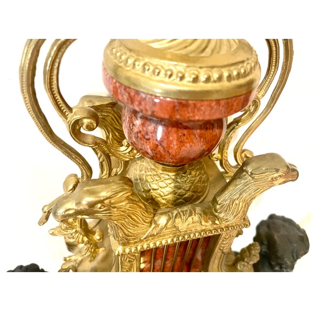 Mantle Clock Ormolu Bronze Gold Gilded 1970s Italian Marble French Ormolu Magnificent For Sale In San Francisco - Image 6 of 7