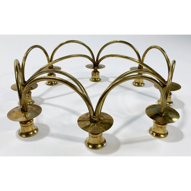 Brass Vintage Brass Danish Style 8-Arm Candelabra For Sale - Image 8 of 8