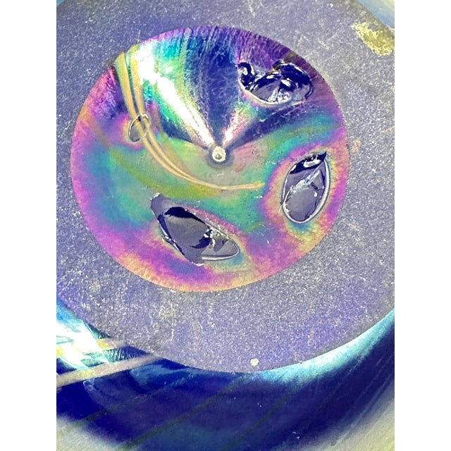 Iridescent Handmade Peacock Art Glass Vase For Sale - Image 9 of 9