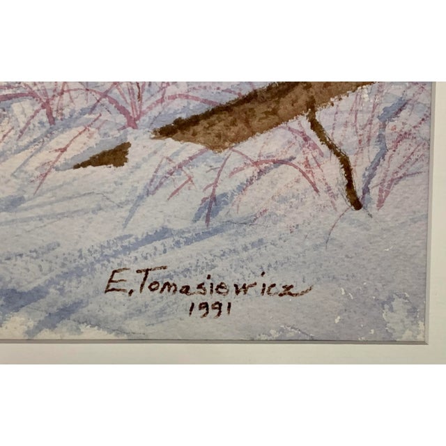 1990s Watercolor Painting of New England Barn in Winter For Sale - Image 5 of 7