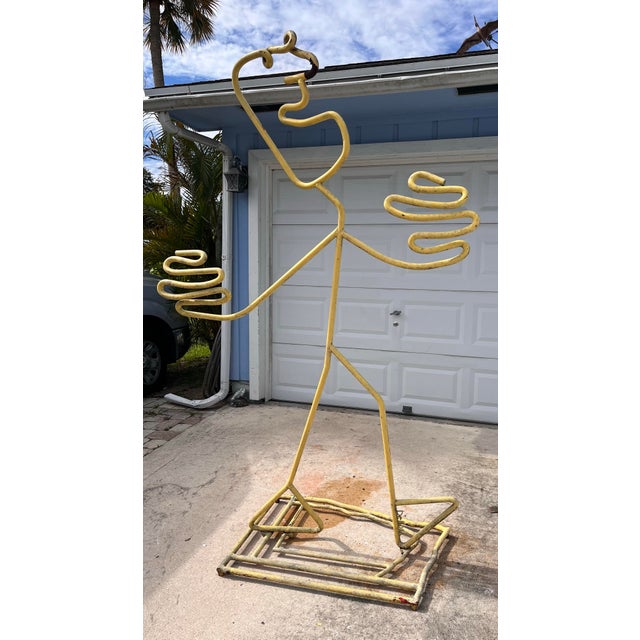 Yellow 1990s Monumental Signed Barrett DeBusk “Walking Bod “ Steel Sculpture - 90” High For Sale - Image 8 of 12