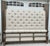 Wood King Sleigh Bed Vintage Transitional Style Tufted Upholstered Linen Taupe For Sale - Image 9 of 15