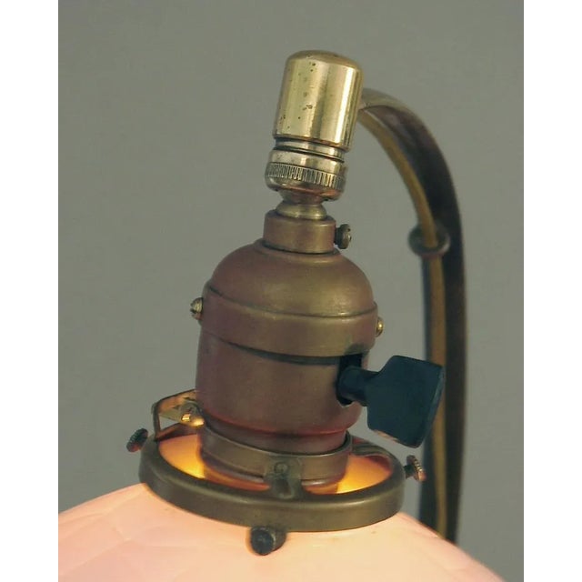 Art Nouveau 1900s French Art Nouveau Brass Desk/Table Lamp With Steuben Calcite Shade For Sale - Image 3 of 8
