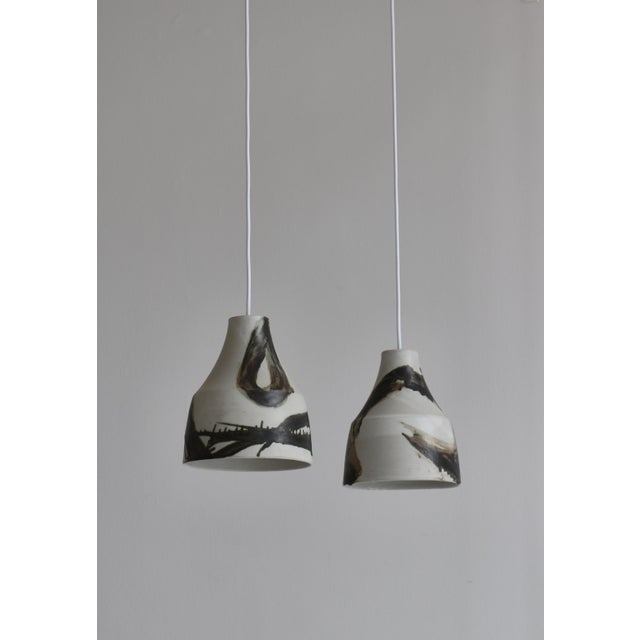 Danish Stoneware Light Glazing and Earth Colors Lamps by Kaare Klint attributed to Søholm, 1960s, Set of 2 For Sale - Image 3 of 16