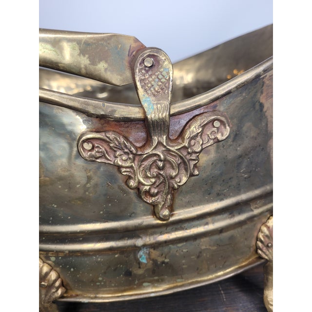 Late 20th Century Ornate Footed Brass Scuttle Cachepot For Sale - Image 9 of 12