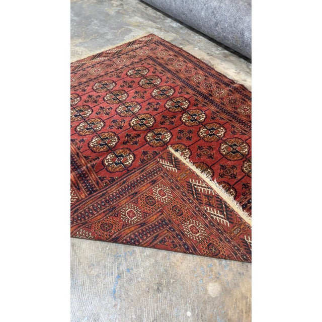 1960s Vintage Persian Turkman Brown Handmade All-Over Medallion Wool Rug For Sale - Image 4 of 12