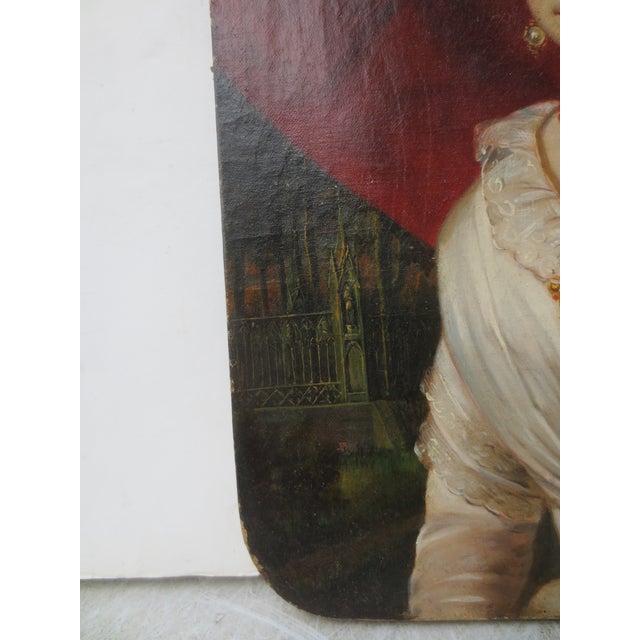 Brick Red Early 19th British Provencial Portrait on Canvas For Sale - Image 8 of 12