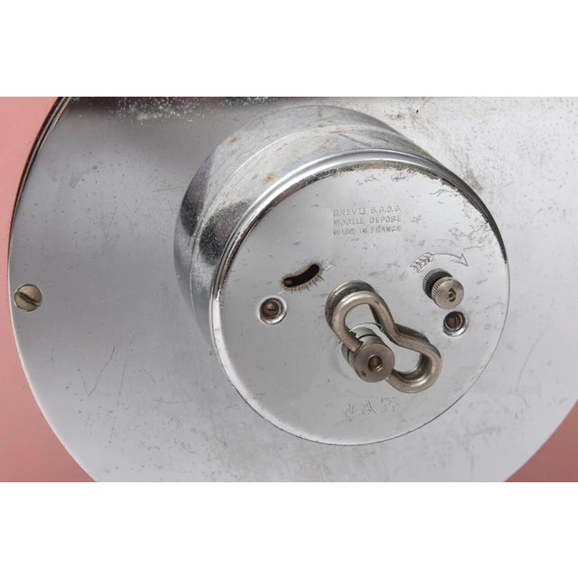 Pink Original 1930's 8-Day Art Deco French Pink Glass Clock by Jaz For Sale - Image 8 of 11