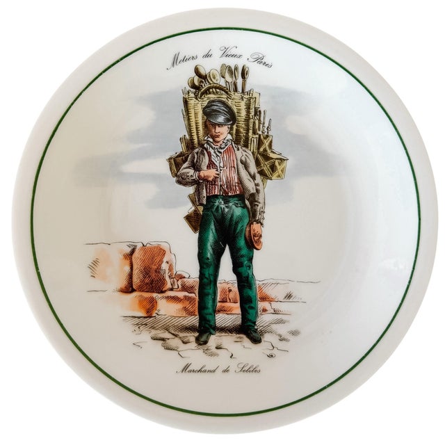 Vintage French Porcelain "Métiers Du Vieux Paris" Salad Plates by Berry - Set of 4 For Sale - Image 4 of 7