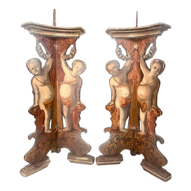 Italian Palace Candleholders, Set of 2 For Sale