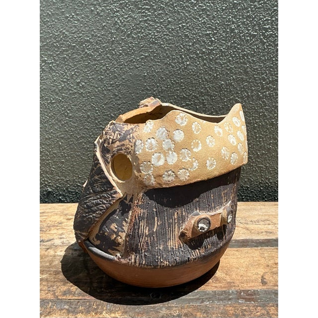 Brown Vintage Original Abstract Studio Pottery Vase For Sale - Image 8 of 12