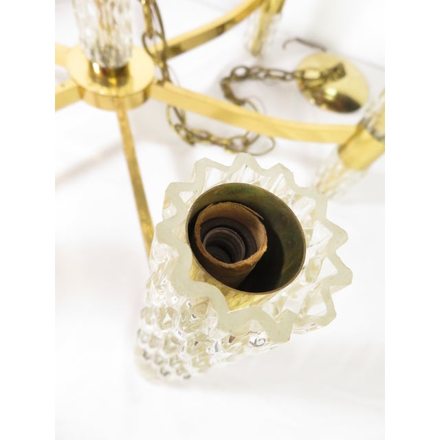 Mid Century Brass & Glass Chandelier ~ Hanging Lamp ~ Sciolari Murano Style For Sale - Image 18 of 18