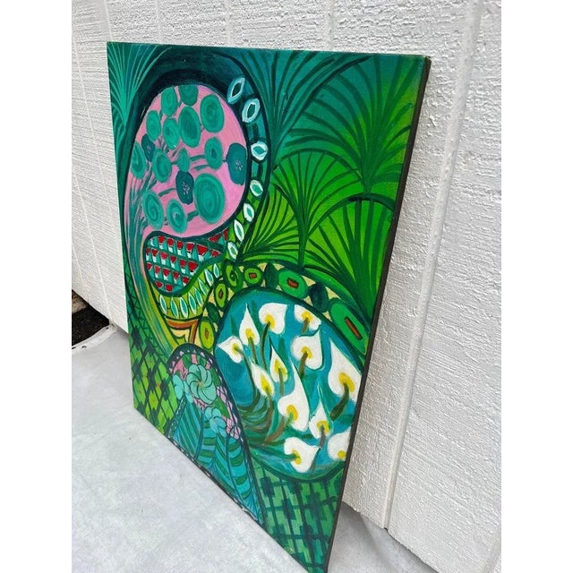 Green Paisley Meditation Painting by Carol Bertrand For Sale - Image 10 of 13