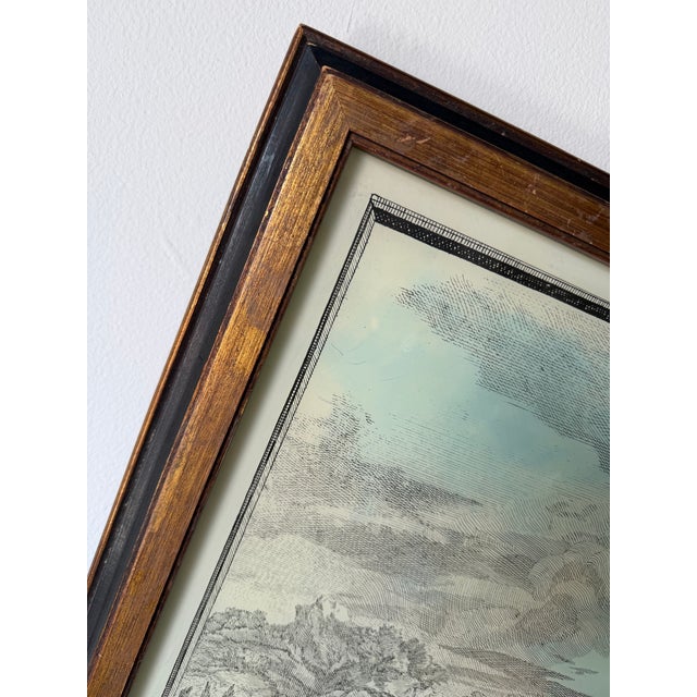 Vintage French Architectural Landscape Engraving, Framed For Sale - Image 9 of 12