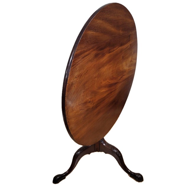 Wood 19th C American Mahogany Chippendale Round Tripod Tilt-Top Tea Table For Sale - Image 7 of 18