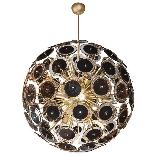 Black Outstanding Modernist Vistosi Disc Sputnik Chandelier with Black and Clear Discs For Sale - Image 8 of 8