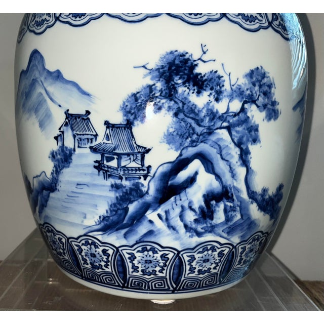 Antique Blue and White Porcelain Hibachi (Charcoal Brazier) Circa 1880-1905 For Sale - Image 14 of 15